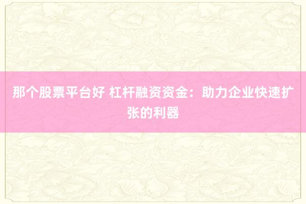 那个股票平台好 杠杆融资资金：助力企业快速扩张的利器