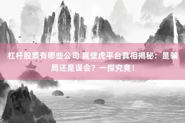 杠杆股票有哪些公司 赢壁虎平台真相揭秘:是骗局还是误会?一探究竟!