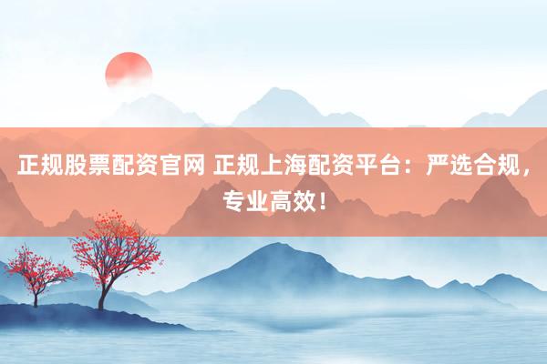 正规股票配资官网 正规上海配资平台：严选合规，专业高效！