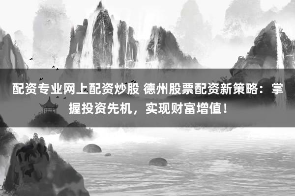 配资专业网上配资炒股 德州股票配资新策略：掌握投资先机，实现财富增值！