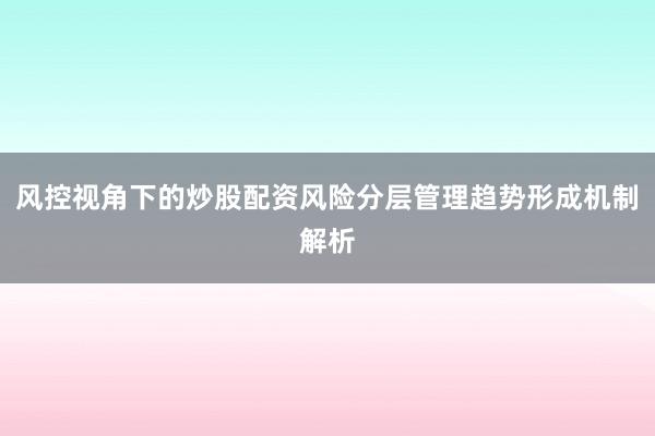 风控视角下的炒股配资风险分层管理趋势形成机制解析