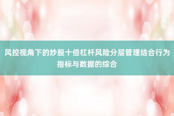 风控视角下的炒股十倍杠杆风险分层管理结合行为指标与数据的综合