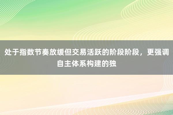 处于指数节奏放缓但交易活跃的阶段阶段，更强调自主体系构建的独