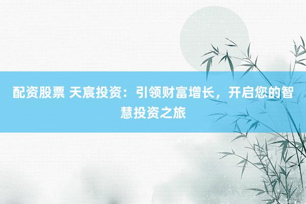 配资股票 天宸投资：引领财富增长，开启您的智慧投资之旅