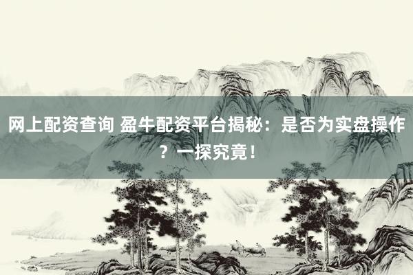网上配资查询 盈牛配资平台揭秘：是否为实盘操作？一探究竟！