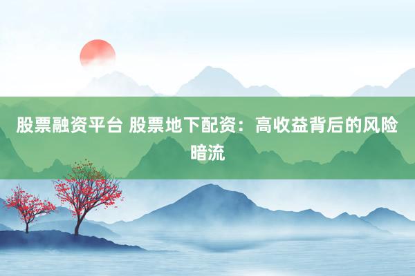 股票融资平台 股票地下配资：高收益背后的风险暗流